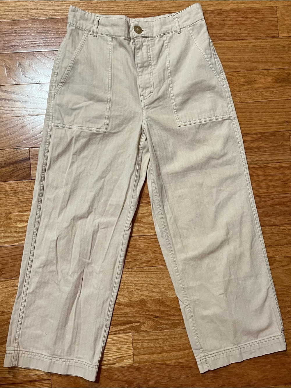 Free People Wide-Leg Canvas Pants in Light Cream